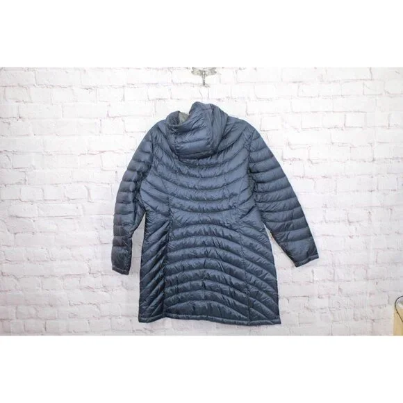 LL Bean Ultralight 850 Down Hooded Coat Three Quarter Length Mariner Blue XL - Picture 7 of 11